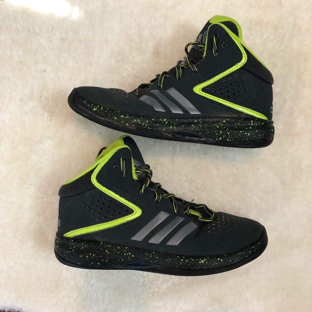 Adidas Boys Basketball Shoes Black Neon Green 5.5